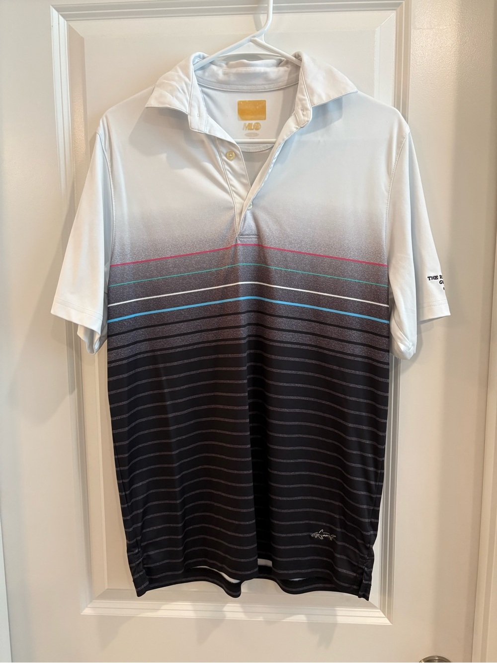 Greg Norman Men's Gradient Stripe Polo Shirt - White to Black